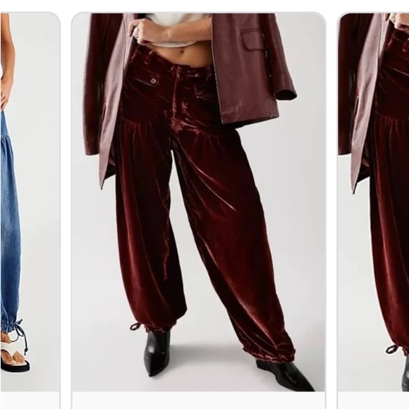 We The Free Free People Velvet Joggers with Billowy Silhouette. NEW. Boho - Picture 11 of 11